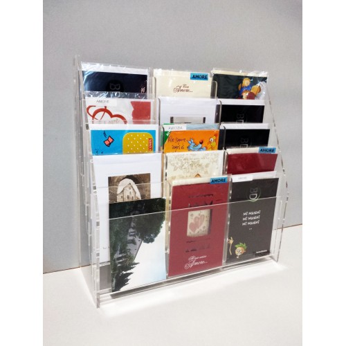 Espositore porta cartoline 15 tasche da banco